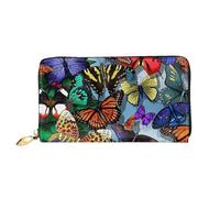 Hand drawn color butterfly Print Cellphone Credit Card Money Holder Wallet Leather Women Card Wallet Zipper Pocket, Black, One Size, Black, One Size