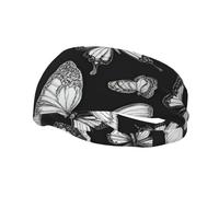 Hand Drawn Color Butterfly Print Fashion Elastic Sports Headband Unisex High Absorption Sweat Band Hair Band For Running, Fitness, Tennis & Outdoor Activities