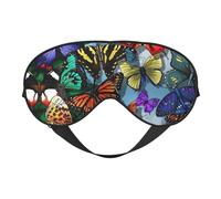 Hand Drawn Color Butterfly Print Silk Sleep Eye Mask Soft Eye Cover with Adjustable Strap Comfortable for Travel Office Nap