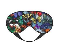 Hand Drawn Color Butterfly Print Soft Eye Mask –Elastic Nighttime Shade, Light-Proof Blindfolds for Plane, Yoga, Travel, Full Eye Covers