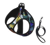 Hand Drawn Color Butterfly Printing Dog Summer Harness,Soft Light Puppy Vest,Breathable Pet Harness Reflective For Easy Walking