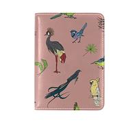 Hand Drawn Colorful Beautiful Birds USA Passport Holder Real Leather Cover Case for Travel Men Women