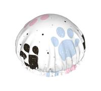Hand Drawn Colorful Dogs Paws,Shower Cap Nightcap Double Layer Waterproof Elastic Bath Cap Reusable Hair Cap