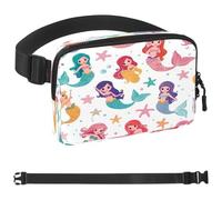 Hand Drawn Colorful Mermaid Fanny Packs for Women Men, Crossbody Belt Bag with Zipper Pockets,Waterproof Waist Packs with Adjustable Strap for Workout Running Traveling Hiking, Multicolor, One Size