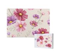 Hand Drawn Cosmos Flower Pattern,1000 Pieces Wooden Jigsaw Family Game Jigsaw Puzzles for Adults Teens Home Decor