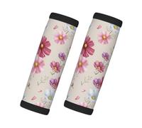 Hand Drawn Cosmos Flower Pattern, 2 Pcs Luggage Handle Wrap Grips, Comfort Soft Handle Covers Luggage Tag
