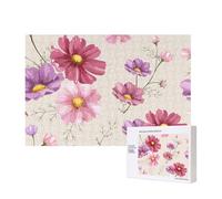 Hand Drawn Cosmos Flower Pattern,300 Pieces Wooden Jigsaw Family Game Jigsaw Puzzles for Adults Teens Home Decor
