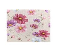 Hand Drawn Cosmos Flower Pattern,500 Pieces Puzzles for Adults-Wooden Jigsaw Puzzle for Adults Elderly