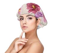 Hand Drawn Cosmos Flower Pattern,Adult's Satin Sleeping Cap - Women's Elastic Sleep Bonnet, Adjustable Overnight Hair Cover