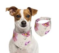 Hand Drawn Cosmos Flower Pattern,Dog Bandanas Cotton Pet Scarf Adjustable Bibs for Pet,L