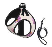 Hand Drawn Cosmos Flower Pattern,Pet Harness,Adjustable Reflective Dog Harness,Pet Leash Vest,L