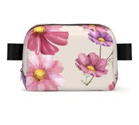 Hand Drawn Cosmos Flower Pattern, Square Waist Bag Travel Bum Bag Casual Chest Bag Fanny Pack for Men Women