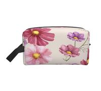 Hand Drawn Cosmos Flower PatternLarge Capacity Cosmetic Organizer，Travel Makeup Bag for Women