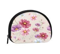 Hand Drawn Cosmos Flower PatternSmall Makeup Sanitary Napkin Storage Bag,Women's Cosmetic Coin Purse