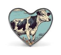 Hand Drawn Cow Button Pin Heart Shape Alloy Lapel Pins Badges Novelty Funny Enamel Pins Personalized Pinback Button Badges Cute Heart Brooche for Jackets Bags