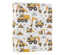 Hand Drawn Crane Truck 3 Ring Binder 1.5 Inch Round Ring Binder View Binder Holds 200 Documents for Home School Office Use