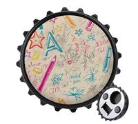 Hand Drawn Crayon Doodles 2 in 1 Magnetic Beer Bottle Opener Fridge Magnets Easy Storage Gift for Men Women Black-Style