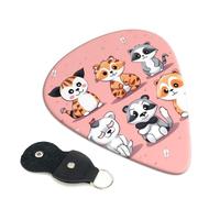 Hand Drawn Cute Animals Guitar Picks 6-Pack - Pick Set (0.46mm / 0.71mm / 0.96mm) Suitable For Guitar And Ukulele Playing
