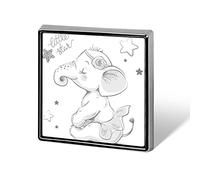 Hand Drawn Cute Cartoon Elephant Ballerina Girl Flower Star on White Square Badge Smooth Surface Lapel Tie Pin, Lightweight Badge for Women Men Office Worker Nurse Teacher Student Shirts Backpack