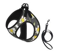 Hand Drawn Daisy Watercolor Pattern,Pet Harness,Adjustable Reflective Dog Harness,Pet Leash Vest,M