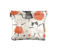 Hand Drawn Dancing Cat Squeeze Coin Purse Pouch Change Holder PU Leather Mini Wallet Coin Pocket for Women Girls Men