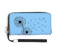 Hand drawn Dandelion Flowers Bloom Where You are Planted Long Clutch Wallet, Long Handbag with Removable Wristlet Strap, PU Leather Zip Purse, Credit Pass Case Card-Holder for Men Women