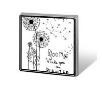 Hand Drawn Dandelion Flowers Bloom Where You are Planted Square Badge Smooth Surface Lapel Tie Pin, Lightweight Badge for Women Men Office Worker Nurse Teacher Student Shirts Backpack