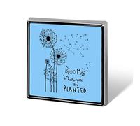 Hand Drawn Dandelion Flowers Bloom Where You are Planted Square Badge Smooth Surface Lapel Tie Pin, Lightweight Badge for Women Men Office Worker Nurse Teacher Student Shirts Backpack