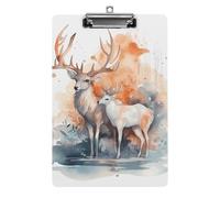 Hand Drawn Deer Clipboard Retractable Hanging Tab Clip Board Plastic Clipboard Nursing Clipboards Nurse, Doctor, Cute Design for Standard Size 12.5 X 8.5Inch