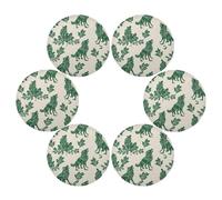 Hand-drawn Design Wolf Soft Green placemats round washable holiday quilted reversible placemats tapetes para mesa de sala 15.4x15.4in set of 6