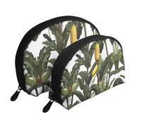 Hand drawn dog sitting posture Moon Cosmetic Bag, Travel Makeup Pouch, Portable Waterproof Cosmetic Pouch for Girls Women., Banana Tree1, One Size