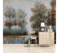 Hand Drawn Doodle Nostalgia Forest Elk Birds 3D Wallpaper Easy Install Feature Office Living Room Sofa Bedroom TV Background Wall Decoration-200cm×140cm
