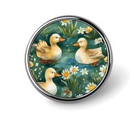 Hand Drawn Duck Round Aluminum Alloy Pin Badge Lapel Pin