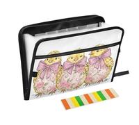 Hand-Drawn Easter Chicks with Floral Bows Folder with Pocket 13 Pockets A4 Letter Size with Zipper Closure for Business File Organizer Folder carpetas de