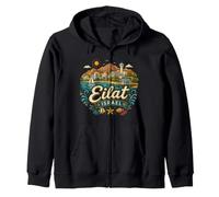 Hand Drawn Eilat Israel Travel Souvenir Landmark Gift Zip Hoodie