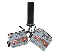 Hand Drawn Emergency Cars Women's Coin Pouches Card Holder Cute Fashion Credit Card Wallet Case with Keychain for Ladies Girls 2 Packs, Emergency Cars, One Size