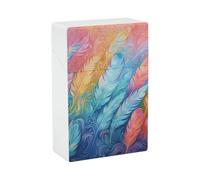 Hand Drawn Feathers Cigarette Case Anti-Squeezing Waterproof Cigarette Packing Box with Lightweight Pocket Cigarette Storage Case for Men Women Gifts