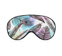 Hand Drawn Feathers Sleeping Eye Mask Eye Shade with Adjustable Strap Blindfold for Airplane Travel