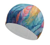 Hand Drawn Feathers Swim Cap Comfortable Shower Caps for Drag Reduction and Hair Protection Durable Soft Elastic Bathing Cap Keep Hairstyle Unchanged for Women and Men