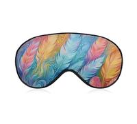 Hand Drawn Feathers Travel Eye Mask Blackout Eye Mask for Sleeping Airplane Eyemask with Adjustable Strap Sleep Masks for Women Men Soft Night Blindfold Eyemask