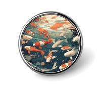 Hand Drawn Fish Pattern Round Aluminum Alloy Pin Badge Lapel Pin