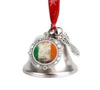 Hand Drawn Flag Pattern Christmas Angel Bell Christmas Tree Hanging Ornament Ornament Silver Xmas Bell Elegant Holiday Keepsake with Ribbon and Ringing Bells Sound