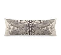 Hand Drawn Floral Dragonfly Body Pillow Pillowcase 20"x54" Lumbar Throw Pillow Covers with Hidden Zipper Breathable & Cozy Full Long Bodypillow Case Cover for Sleeping Bedroom Couch Sofa Decor