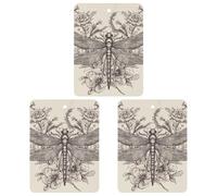 Hand Drawn Floral Dragonfly Car Air Freshener Hanging Incense Chips 3 Pack Automotive Scented Hanging Sheets Square for Car Home Auto Interior Decor