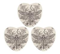 Hand Drawn Floral Dragonfly Car Air Freshener Hanging Incense Chips 3 Pack Automotive Scented Hanging Sheets Love form for Car Home Auto Interior Decor