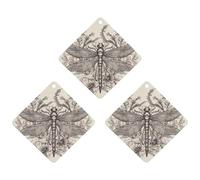 Hand Drawn Floral Dragonfly Car Air Freshener Hanging Incense Chips 3 Pack Automotive Scented Hanging Sheets Rhombus for Car Home Auto Interior Decor