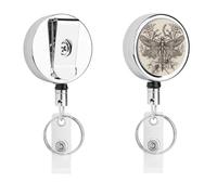 Hand Drawn Floral Dragonfly Retractable Work Badge Holder Keychain Badge Reel 24.4" Cord & 360° Swivel Alligator Clip Heavy Duty Id Name Tag Holder for Nurses Doctors Teachers Office Workers