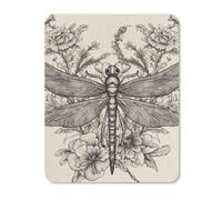 Hand Drawn Floral Dragonfly Rubber Mouse Pad