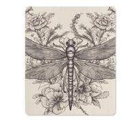 Hand Drawn Floral Dragonfly Rubber Mouse Pad