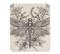Hand Drawn Floral Dragonfly Rubber Mouse Pad